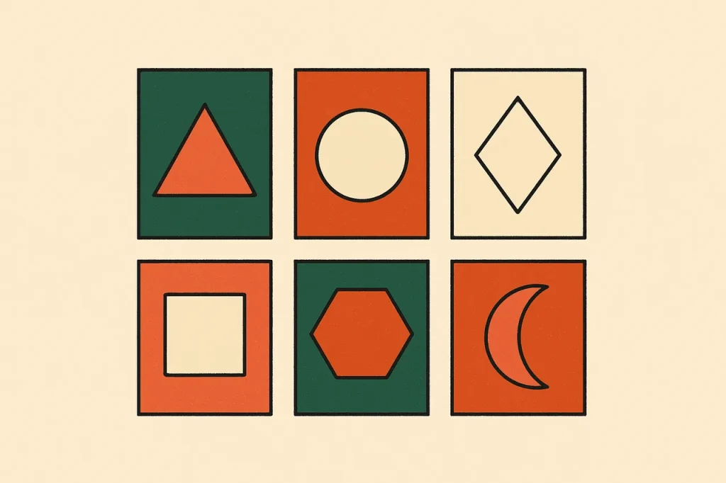 Six major pokie provider studios compared. Grid of studio tiles each with a distinct geometric emblem.
